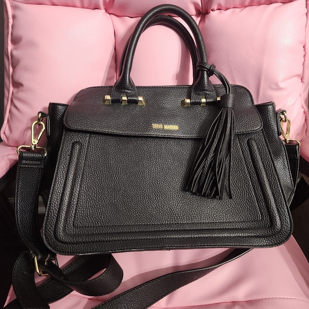 Steve Madden large black leather purse